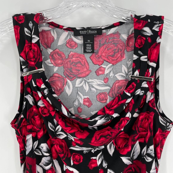 White House Black Market Red Floral Tank Top - Picture 2 of 7